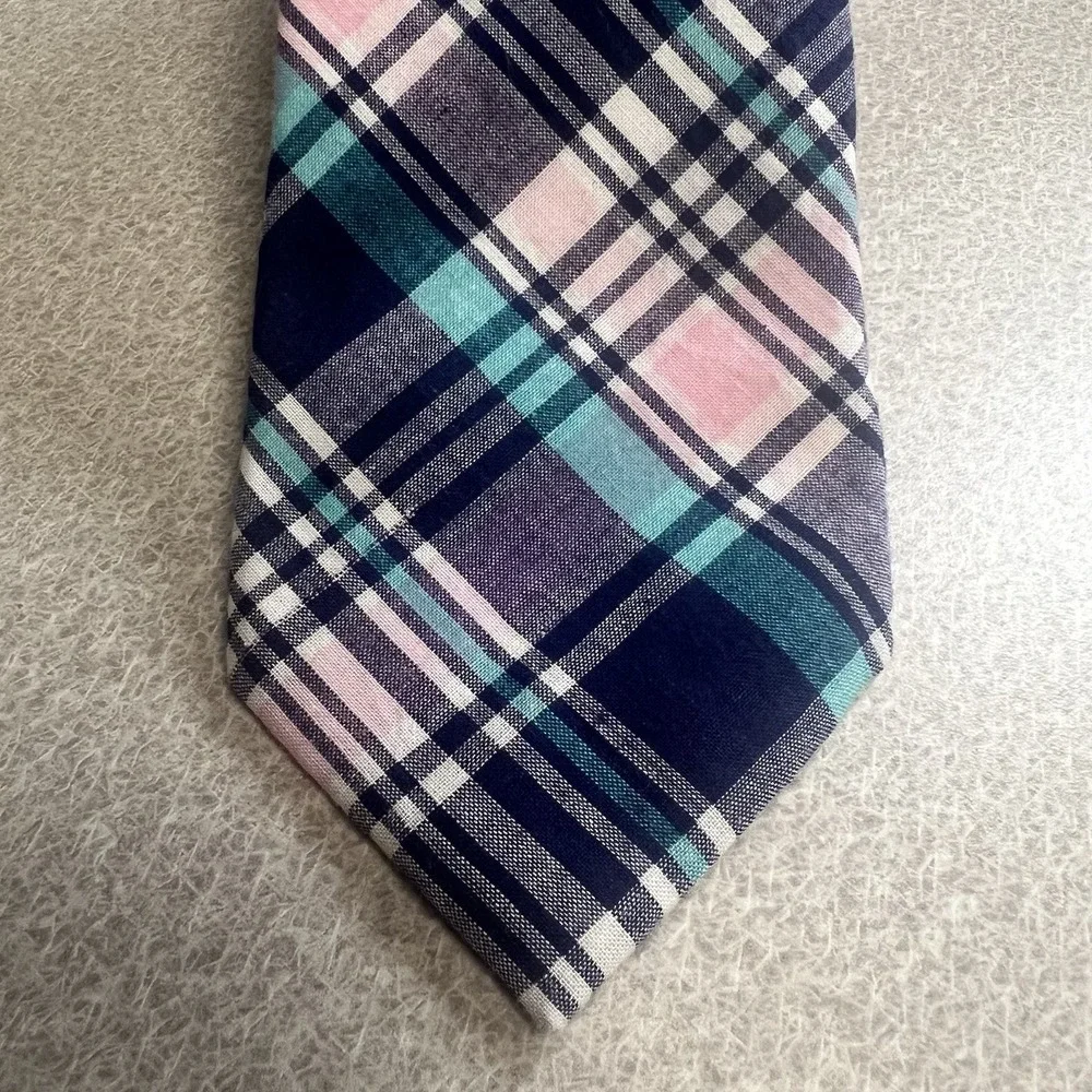 Saddlebred‎ 100% Cotton Neck Tie xlong Pink And Blue Plaid Easter